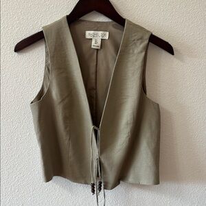 Rachel Zoe Khaki Sleeveless Linen Vest Size 2